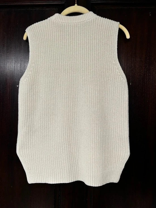 Madewell Cream Ribbed Knit Sweater Top Lagenlook minimalist capsule size M - Picture 2 of 4